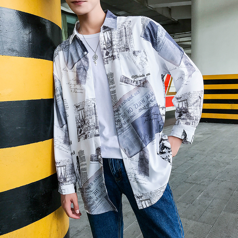 2021 New Men's Long Sleeve Classic Style Hawaiian Casual Slim Fit Doodle Printing Shirt French Cuff Brand Fashion Shirts M-2xl 3ohe, Black 
2021 New Men's Long Sleeve Classic Style Hawaiian Casual Slim Fit Doodle Printing Shirt French Cuff Brand Fashion Shirts M-2xl 3ohe, Black