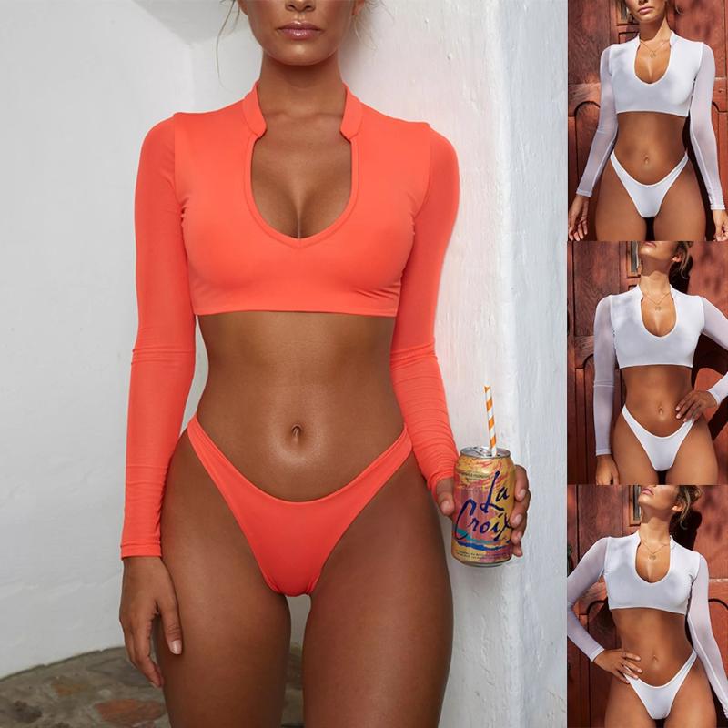 Women' Swimwear Women Long Sleeved U-Neck Bikini Set High Waist Mesh Low Sexy Ladies Two-Piece Swimsuit 2021 Bikinis Beach Suit #es, Orange
Women' Swimwear Women Long Sleeved U-Neck Bikini Set High Waist Mesh Low Sexy Ladies Two-Piece Swimsuit 2021 Bikinis Beach Suit #es, Orange