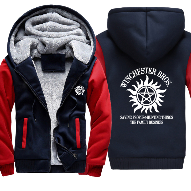 Supernatural Winchester Bros thick hoodies men winter coat jacket oversized men hoodie vintage Punk hoodyHarajuku men clothing 201127