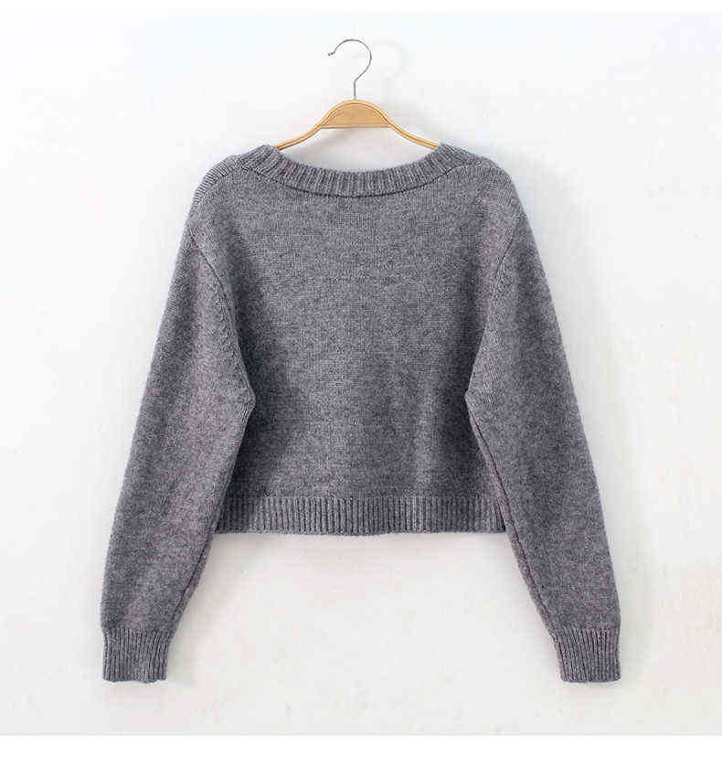 H.SA Women Cardigans Spring Short Cropped Cardigans Button Up V neck Twisted Knitted White Cardigan Sueter Feminino 211117