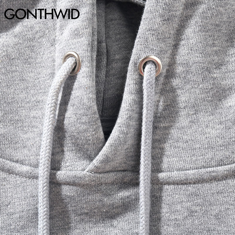 GONTHWID Men's Hoodies Pullover Casual Solid Color Sports Outwear Hooded Sweatshirts Hoodies Fashion Streetwear Sweatshirt Tops 201127