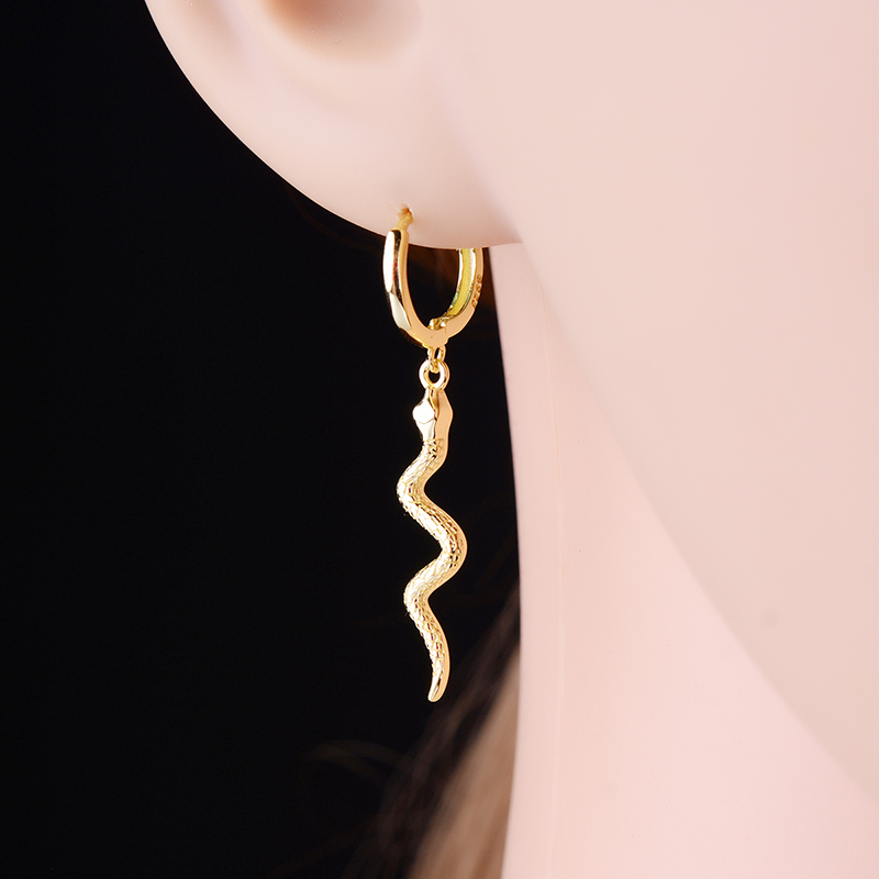 Authentic Fashion 925 Sterling Silver Long Serpentine Snake Tassel Hoop Earrings Gold Silver for Women's Punk Style Animal Earrings