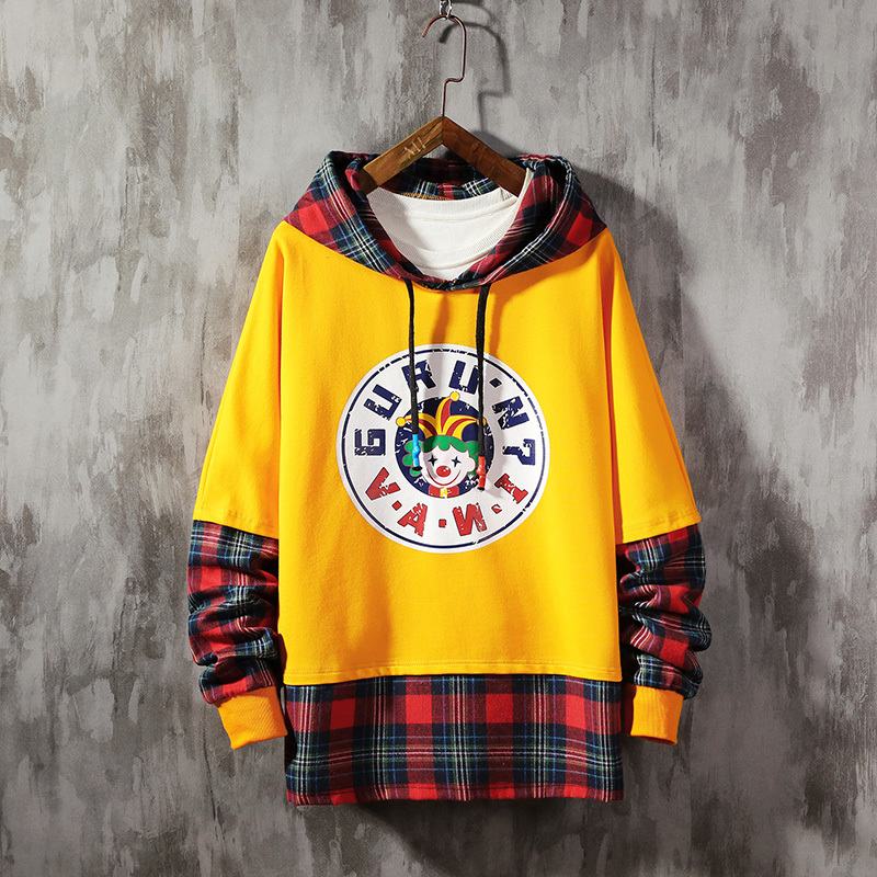 SingleRoad Oversized Mens Hoodies Men Anime Plaid Patchwork Sweatshirt Japanese Streetwear Harajuku Hoodie Men Sweatshirts 201127