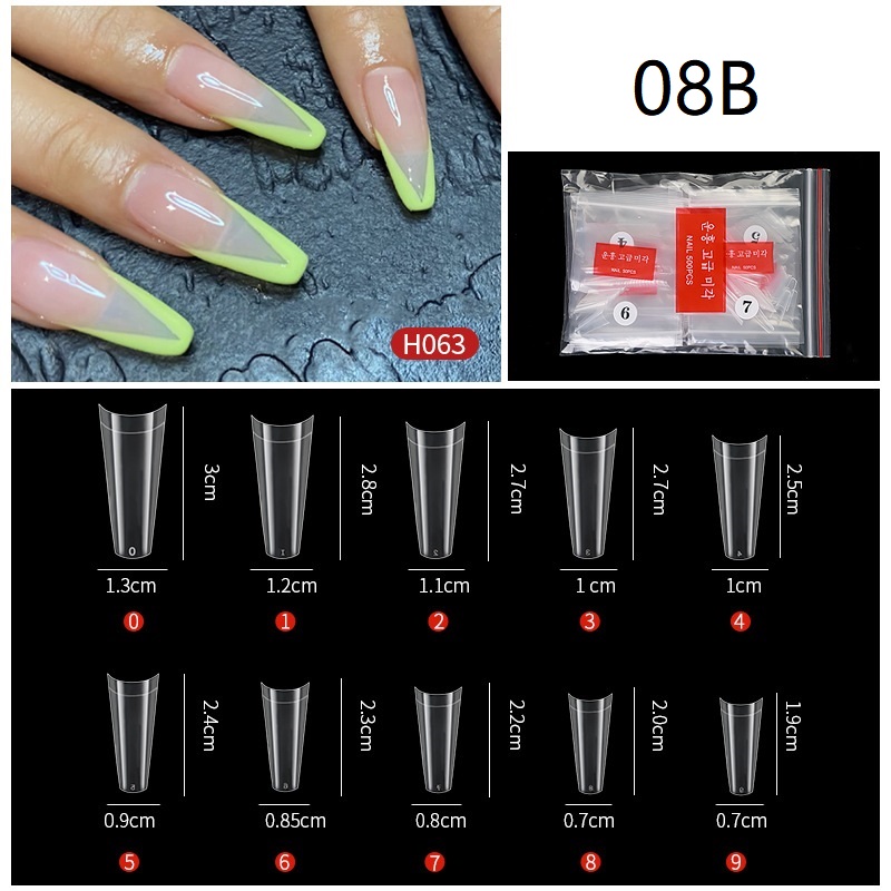 500Pcs press on Nail TIPs Clear White Full Cover French false nails toe Tip U-shape Acrylic UV Gel Manicure accessories kits NAF014
