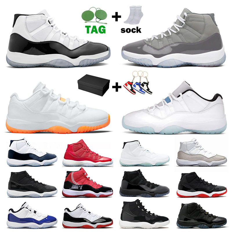 2021 With Box Jumpman 11 11s Basketball Shoes XI Citrus Low Legend Blue Cool Grey High Concord Bred Space Jam Cap and Gown UNC Sports Sneakers Tr