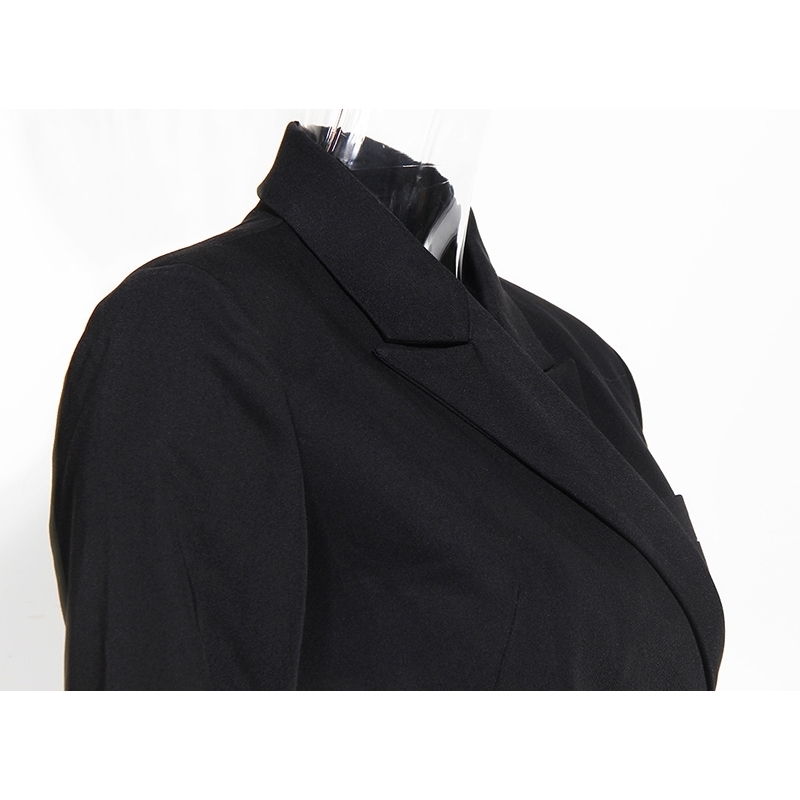 EAM Women Black Cross Bandage Short Blazer New Lapel Long Sleeve Loose Fit Jacket Fashion Spring Autumn 1T126 201106