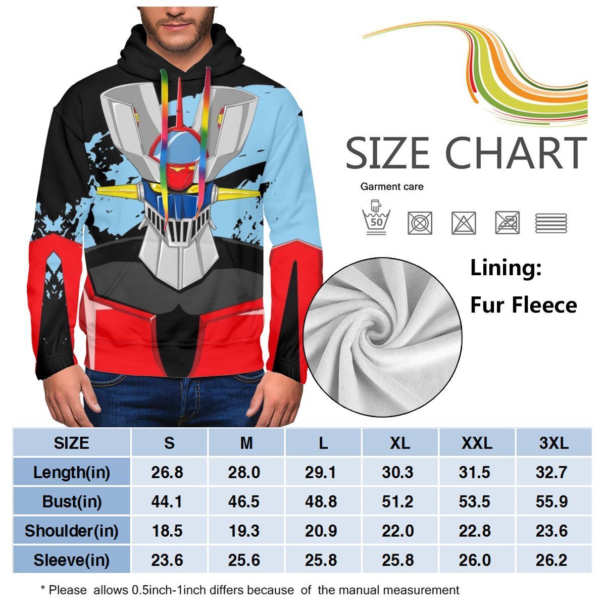 Mazinger Hoodie Mazinger Z Hoodies Oversize Black Pullover Hoodie Loose Polyester Long Length Autumn Hoodies 201020