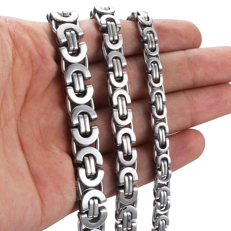 Chains 7911mm Stainless Steel Necklace For Men Women Flat Byzantine Link Chain Fashion Jewelry Gifts LKNN14