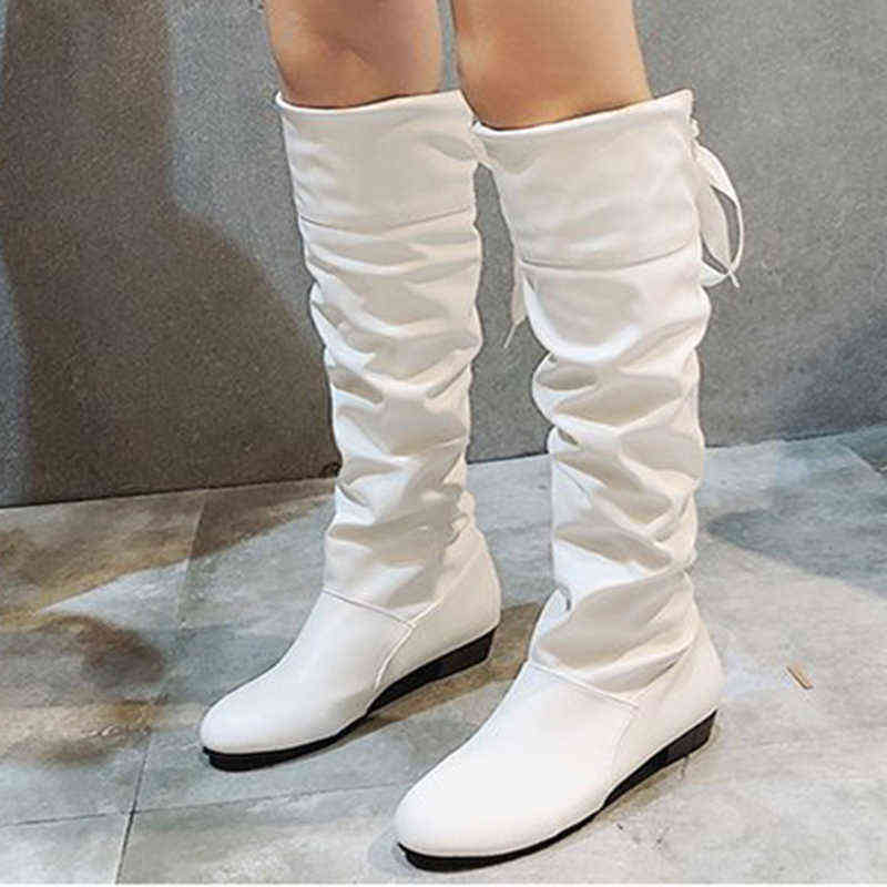 Woman Knee High Boots Red Black White Tall Boots Woman Pleated Low Heel Casual Leather Autunm Winter Female Long Shoe Women New H1116
Woman Knee High Boots Red Black White Tall Boots Woman Pleated Low Heel Casual Leather Autunm Winter Female Long Shoe Women New H1116