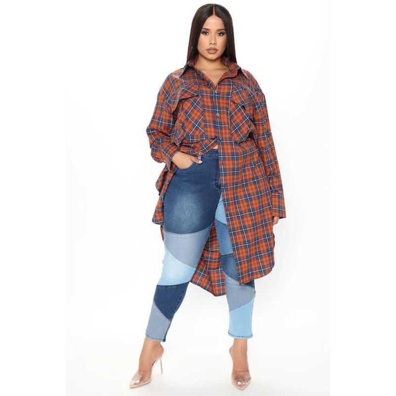 Women High Waist Mom Jeans Streetwear Vintage Patchwork Skinny Pants Autumn Korean Fashion Pencil Denim Trousers Y2K Clothes 210809