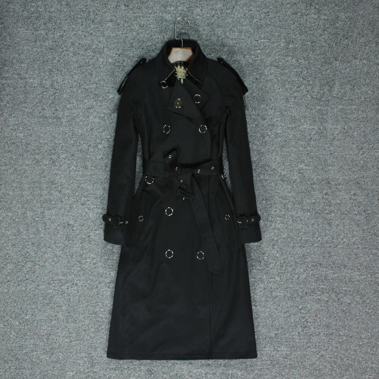 Fall fashion windbreaker women's mid long waitmore knee high British Khaki coat women T200828