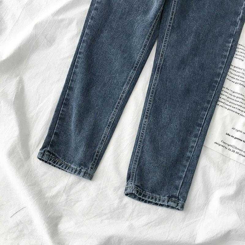 Women Jeans Spring Soild Color Streetwear High Waisted Denim Trousers Girl Loose Casual Straight Pants For Famale With Belt 210922