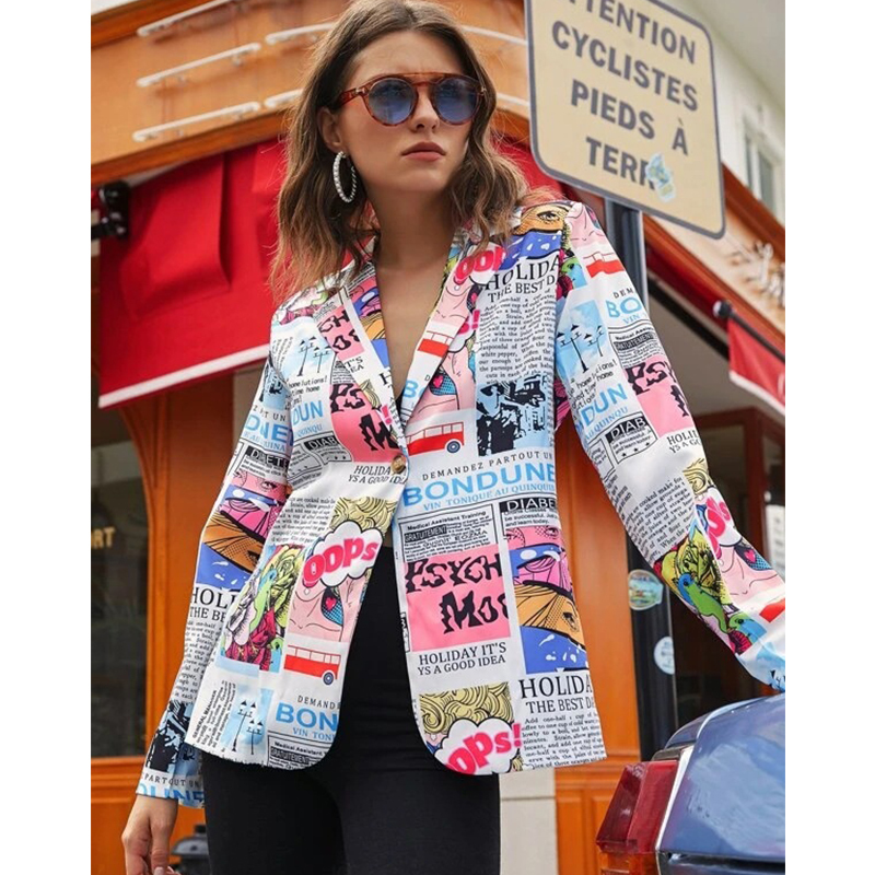 2021 America Stylish Vintage Paper Print Streetwear Womens Blazers Coat Plus Size Autumn New Fashion Jacket Loose Elegant Lady 22du, White
2021 America Stylish Vintage Paper Print Streetwear Womens Blazers Coat Plus Size Autumn New Fashion Jacket Loose Elegant Lady 22du, White