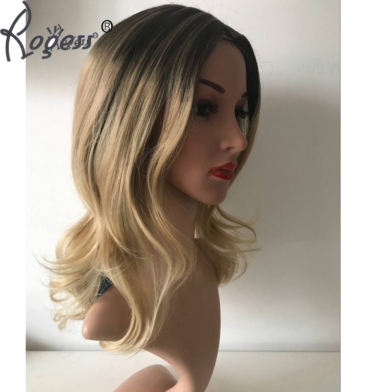 Fashion Shoulders Length Synthetic wig Blong Dark Root Natural Wave Hair wigs for women