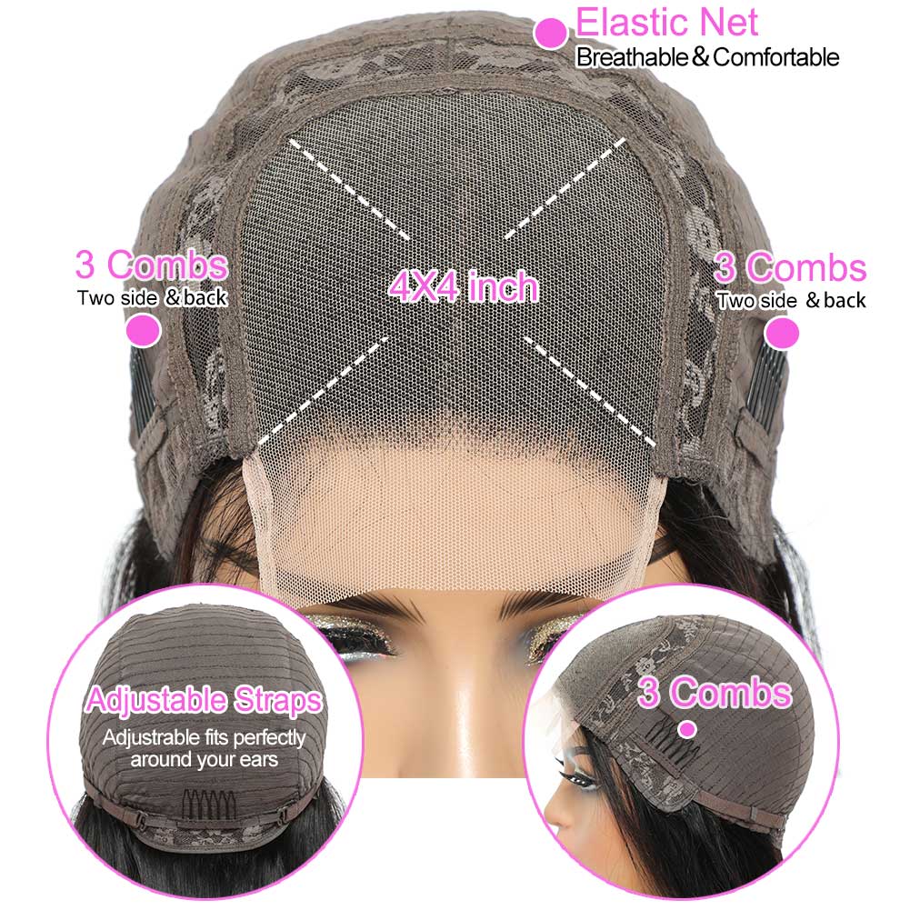 30 Inch Bone Straight Human Hair PreDrawn Clear 13x6 Lace Front Human Hair Wig 4x4 Lace Closure Wig for Women Remy Glue Natu