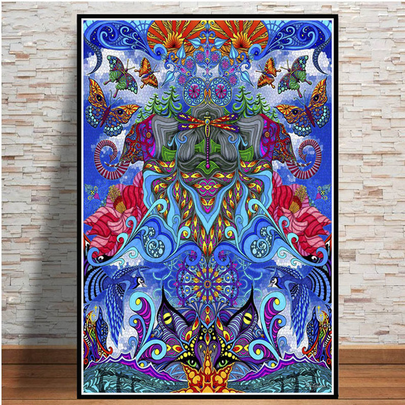 Abstract Blacklight Paintings Art Psychedelic Trippy Poster Prints Modern Wall Canvas Wall Pictures For Living Room Home Decor