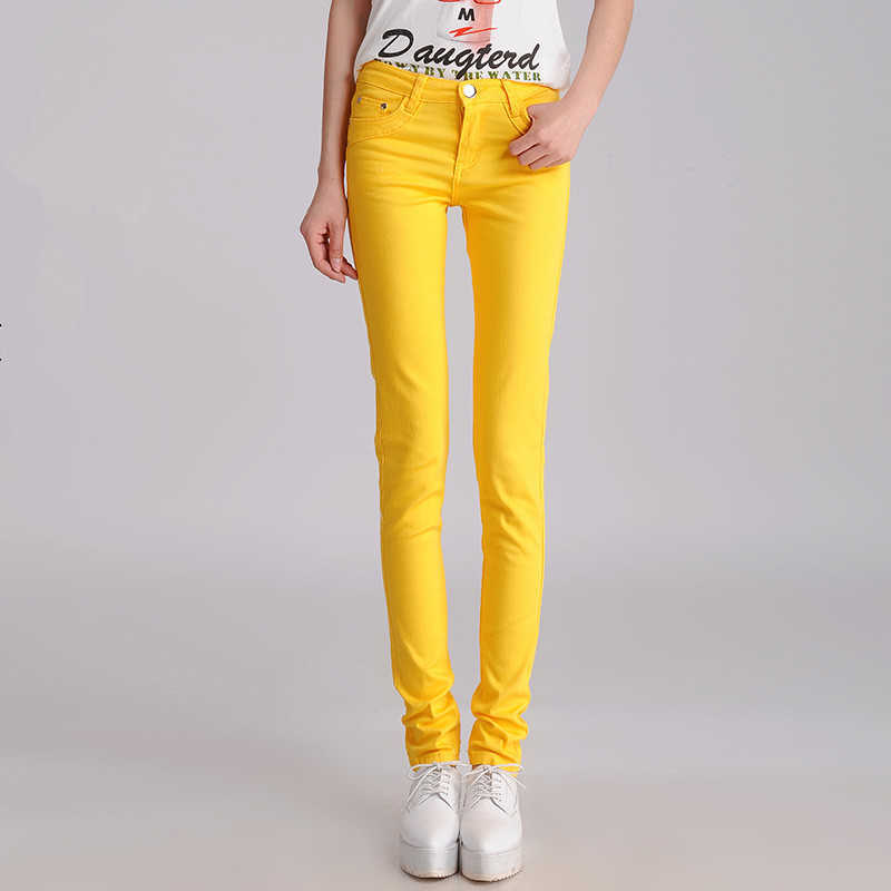 FSDKFAA Women Plus Size Stretch Jeans Koreans Skinny Small-leg Casual Pencil Pants Candy Color Black Stacked Slim Leggings 210809