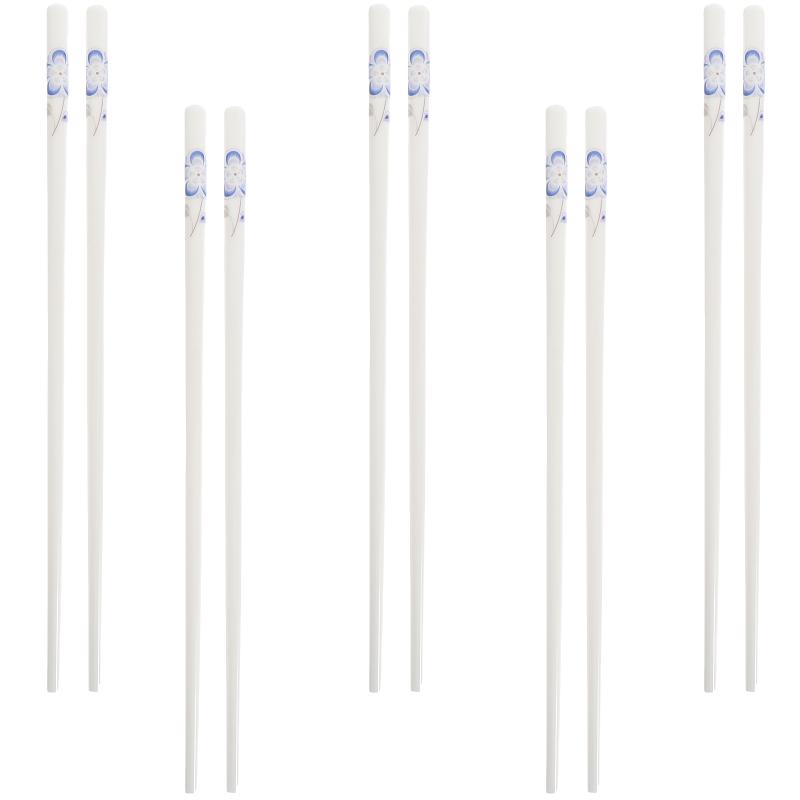 Chopsticks 5 Pairs Ceramic Reusable Chinese Style Anti-slip
