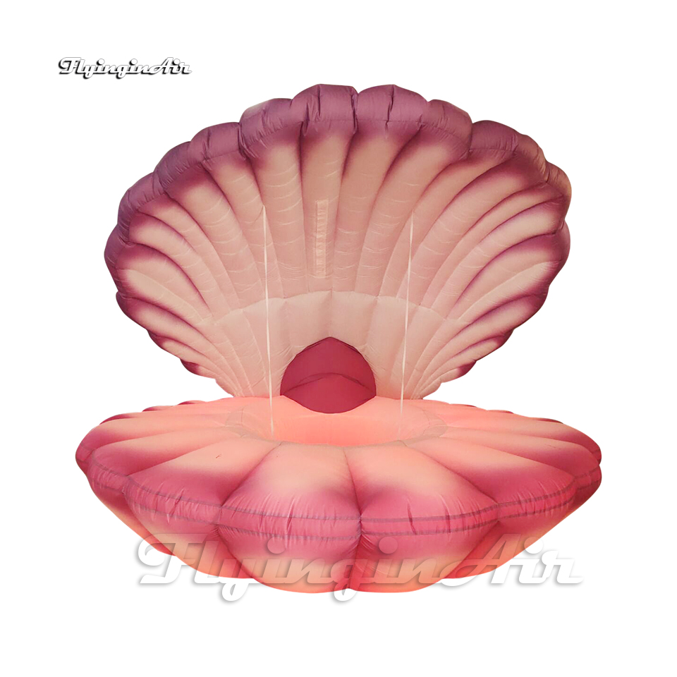 Wedding Party Decorative Lighting Inflatable Clam Shell 3m Purple Blow Up Mussel Model For Carnival Night Decoration