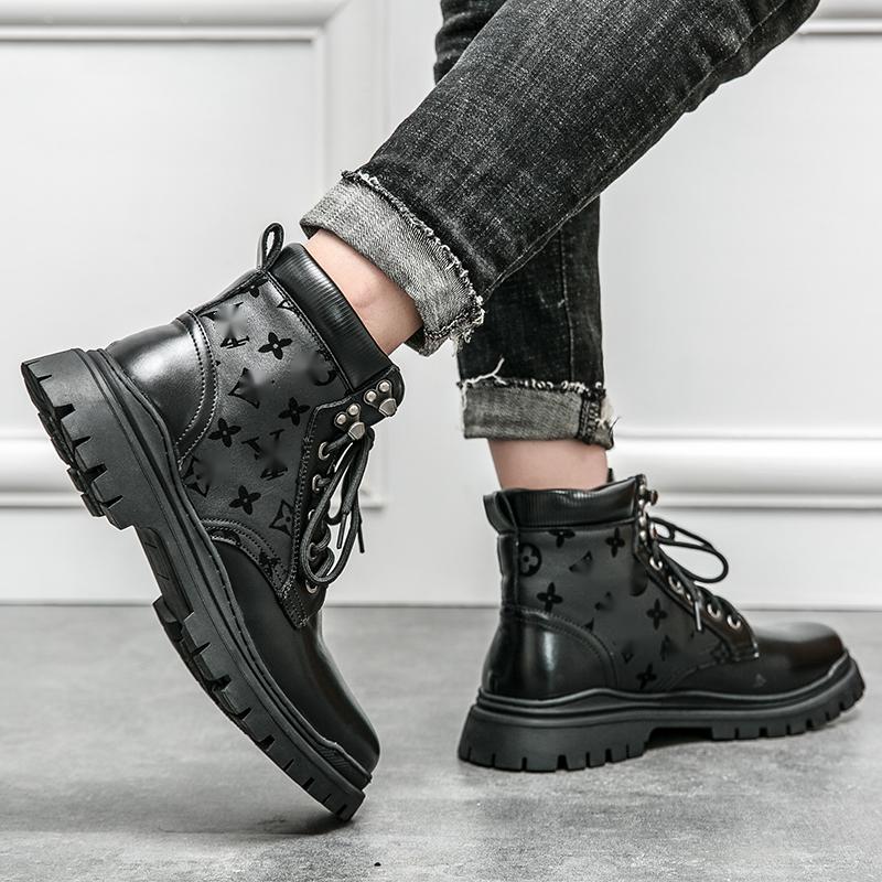 Men Shoes Martin Boot PU Leather Casual Outdoors Fashion Classic Comfortable Spring Autumn Lace Up Simplicity Round Toe Low Heel Botines Ankle DP046