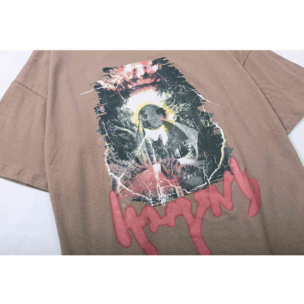 Men's Double-Sided Printed Tee Shirt Hip Hop Style T-shirt For Men Summer Oversized Cotton Short-sleeved Tees 210603