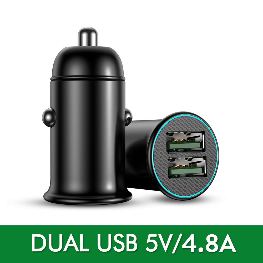 Car Charger With luminous PD3.0 30W Mini Full Metal Dual QC 3.0 QC4.0 USB Type C Quick Charging For mobile phone