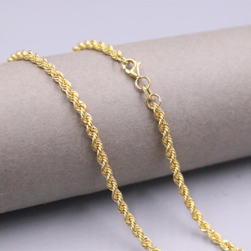 Chains Real18k Yellow Gold Necklace 3mm W Simple Rope Chain Easy Match Fine Jewelry Stamp:Au750, Silver
Chains Real18k Yellow Gold Necklace 3mm W Simple Rope Chain Easy Match Fine Jewelry Stamp:Au750, Silver