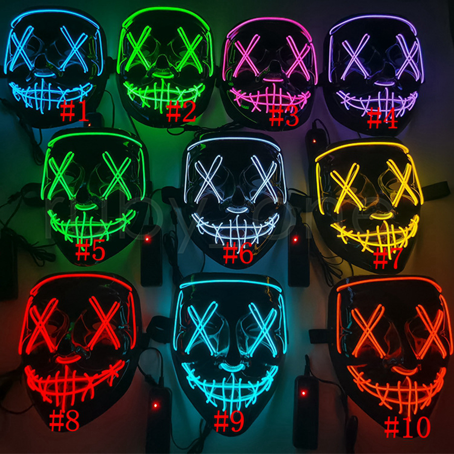 Halloween Mask LED Light Up Funny Masks The Purge Election Year Great Festival Cosplay Costume Supplies Party Mask RRA4331