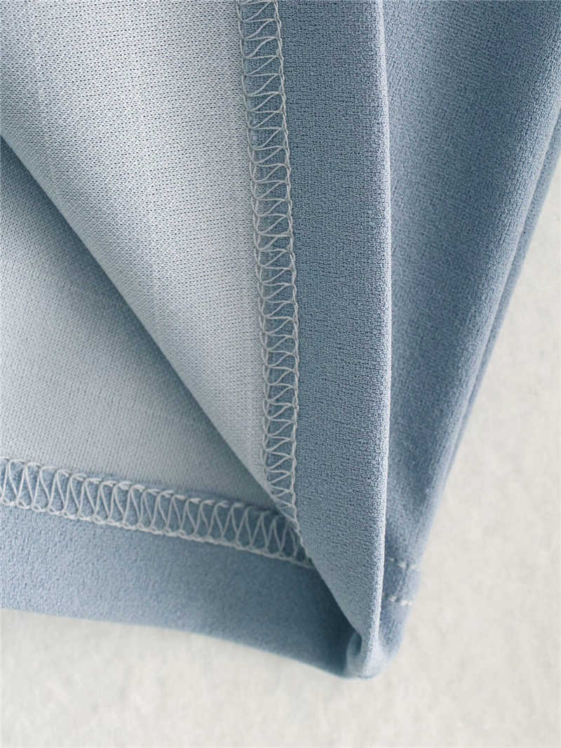 Elegant Women Solid Soft Shirts Fashion Ladies Stand Collar Cord Tops Sweet Female Chic Sky Blue Blouses 210527