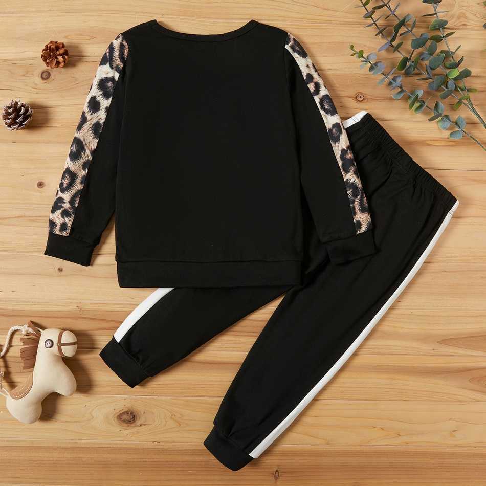 Arrival Speing and Autumn 2-piece Baby Toddler Leopard Stripe Pullover Pants Set Children Clothing 210528