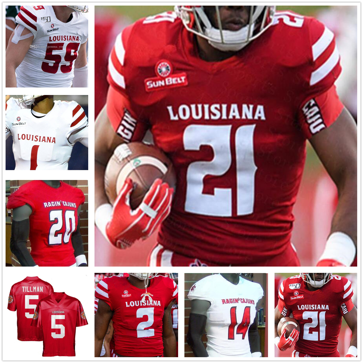 Louisiana Ragin' Cajuns Football Jersey NCAA College Charles Tillman Levi Lewis Trey Ragas Elijah Mitchell Peter LeBlanc Williams Gardner mens women youth, White with 150th patch
Louisiana Ragin' Cajuns Football Jersey NCAA College Charles Tillman Levi Lewis Trey Ragas Elijah Mitchell Peter LeBlanc Williams Gardner mens women youth, White with 150th patch
