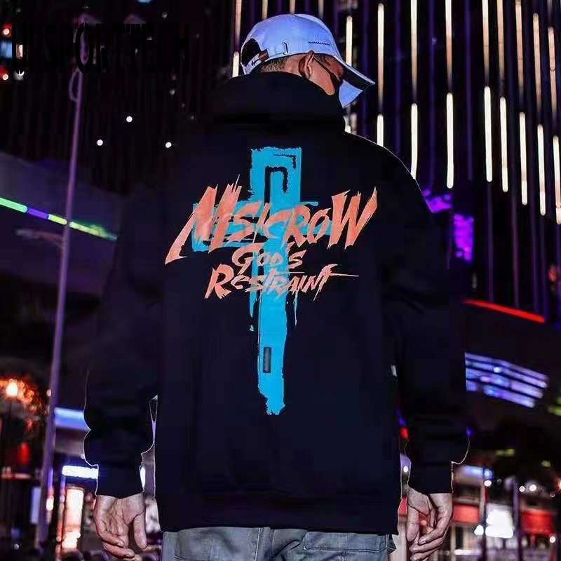 Hip Hop Mens Fleece Hoodie Japanese Streetwear Oversized Sweatshirt Men Women Warm Demon Hoodie Couple Harajuku Casual Hoodies 201020