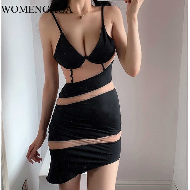 WOMENGAGA Sexy Mesh Stitching Perspective Low Chest V Neck Irregular Color Matching Slim Fashion Tank Dress CODF 210603, Black
WOMENGAGA Sexy Mesh Stitching Perspective Low Chest V Neck Irregular Color Matching Slim Fashion Tank Dress CODF 210603, Black
