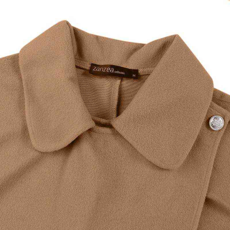 ZANZEA 2021 Plain Work Button Cape Femme Clothing Party Outwear Poncho Women Autumn ELegant Casual Sleeveless Cloak Street Coats H1123