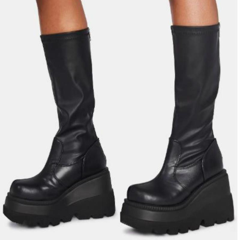 Boots Trend Fashion Platform Shoes Women Thick Sole Height Increasing Cool Motorcycles Long Ladies Sewing Goth Black Footwear
Boots Trend Fashion Platform Shoes Women Thick Sole Height Increasing Cool Motorcycles Long Ladies Sewing Goth Black Footwear