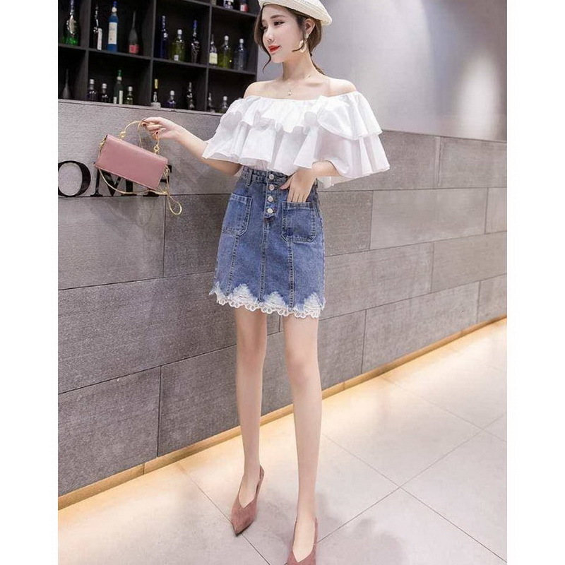 2021 Spring Autumn Women Skirts Fashion New Patchwork Lace a Line Mini Casual High Waist Short Denim Skirt Mka0, 01
2021 Spring Autumn Women Skirts Fashion New Patchwork Lace a Line Mini Casual High Waist Short Denim Skirt Mka0, 01