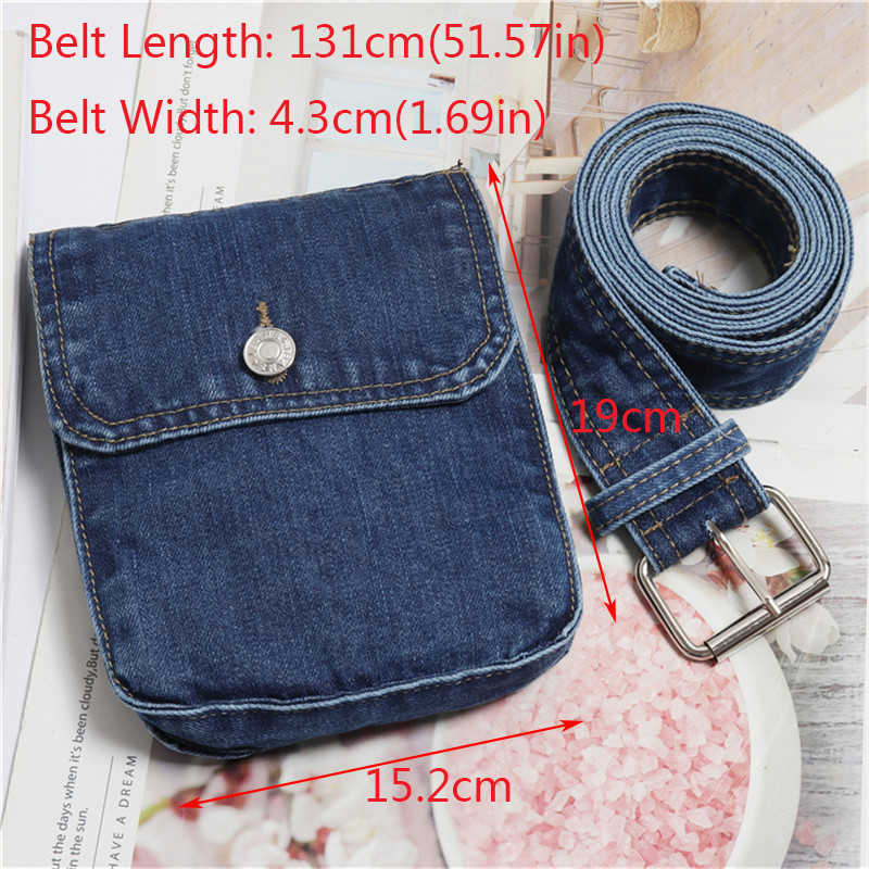 Waist Bag Women Fanny Pack Belt Fashion Adjustable Denim Female Phone Pouch Bum s Hip 210823