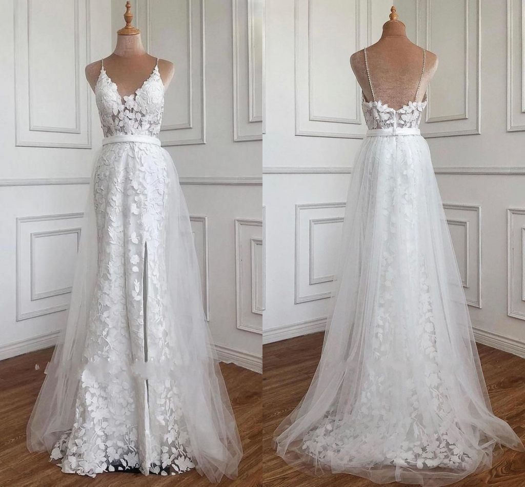 Modern V neck Mermaid Wedding Dress 2022 with Spaghetti Straps Lace Bodice Tulle Train Ruched Backless Country Designer African Bridal Gowns, Black
Modern V neck Mermaid Wedding Dress 2022 with Spaghetti Straps Lace Bodice Tulle Train Ruched Backless Country Designer African Bridal Gowns, Black