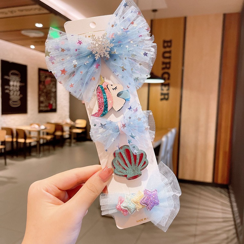 Cartoon Princess Cotton Printed Hair Clips For Cute Girls Plaid Bowknots Boutique Barrettes Kids Hair Accessories Hairpins 0843