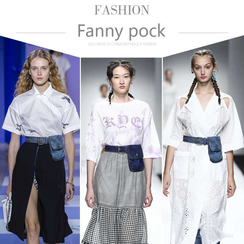Waist Bag Women Fanny Pack Belt Fashion Adjustable Denim Female Phone Pouch Bum s Hip 210823