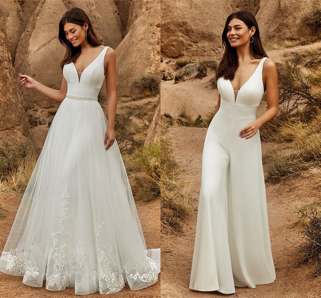 beach Wedding Dresses Detachable Train Jumpsuit Women Pant Suits Lace Appliques Beaded Bohemian Bridal Gowns Vestido De Noiva, Red
beach Wedding Dresses Detachable Train Jumpsuit Women Pant Suits Lace Appliques Beaded Bohemian Bridal Gowns Vestido De Noiva, Red