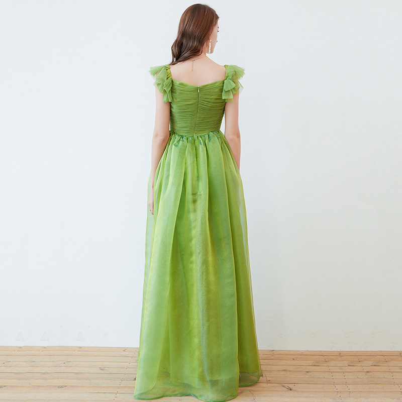 Women's Runway Dresses Spaghetti Straps Ruffles Bow Detaiing Ruched Bodice Elegant Long Party Prom