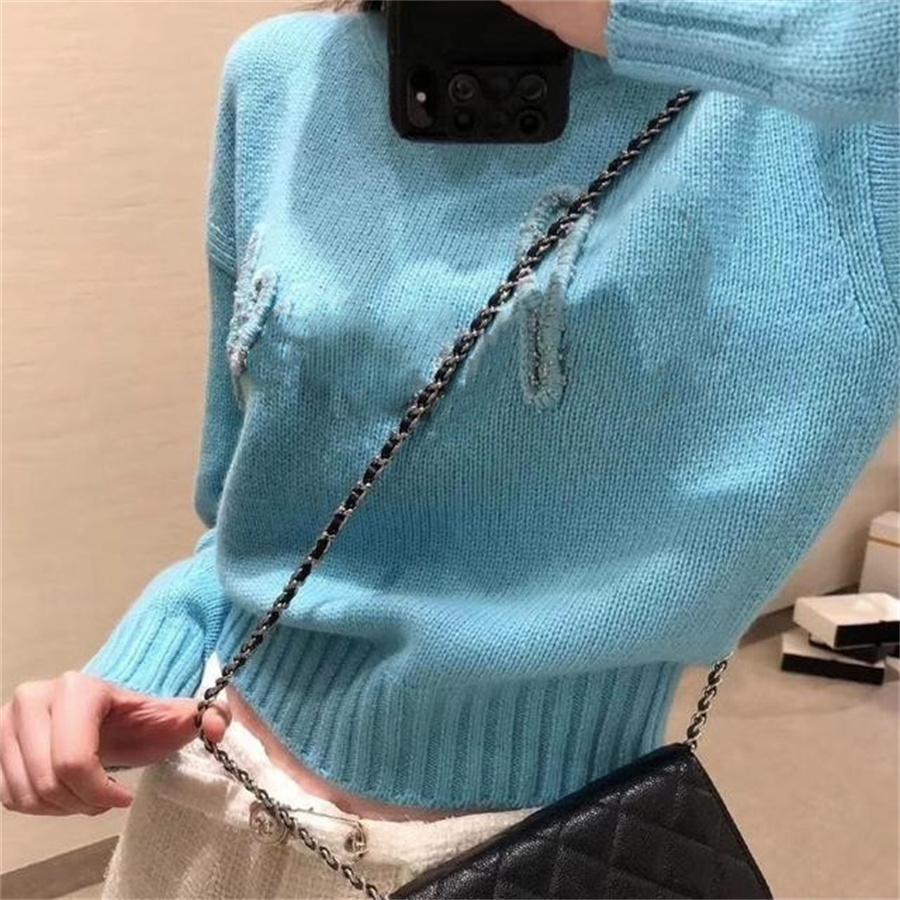 Women Knitted Sweater Woollen Fall Girls Wool Pullover Shirt Super Elastic Fashion Clothes Star With Round Neck Loose Short Knitwear