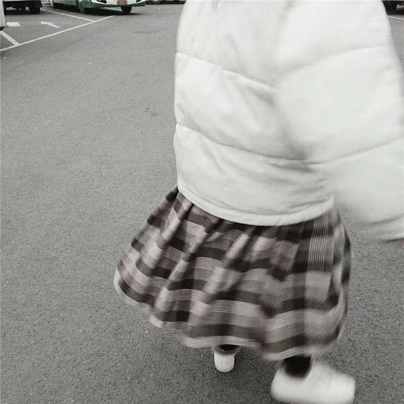 Vintage Plaid Women Pleated Skirts Japanese Style Autumn Long Girls Skirt Female Korean Winter Warm Thick Mujer Midi Skirt 210309