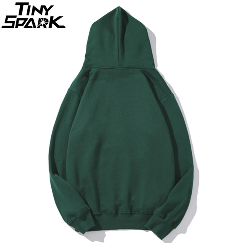 Plain Green Hoodie Sweatshirt Men Pullover Hoodies Autumn Streetwear Korean Harajuku Hooded Sweatshirt Casual Black White 201020