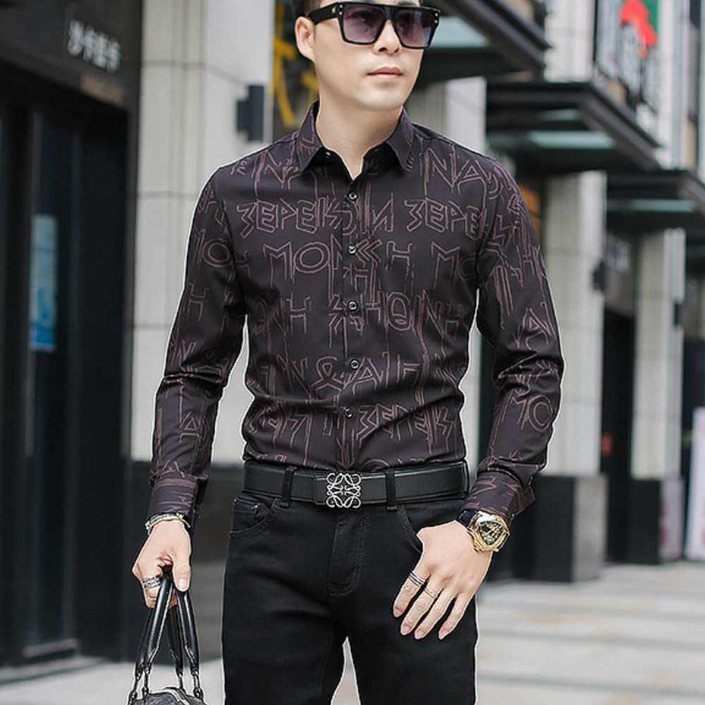 Spring Shirts Men Fashion Letter Print Male Formal Business Dress Shirt Long Sleeve Slim Fit Social Party Blouse Streetwear 210527, Red
Spring Shirts Men Fashion Letter Print Male Formal Business Dress Shirt Long Sleeve Slim Fit Social Party Blouse Streetwear 210527, Red