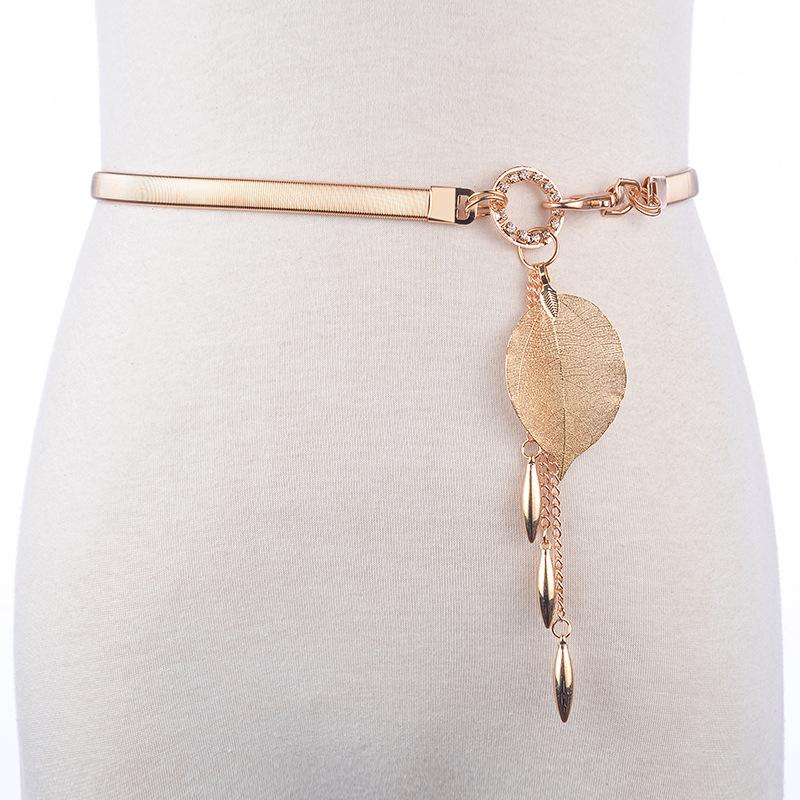 Belts Metal Waist Chain Elastic Waistband Bodhi Leaf Pendant With Dress Skirt Gold And Silver, Black;brown
Belts Metal Waist Chain Elastic Waistband Bodhi Leaf Pendant With Dress Skirt Gold And Silver, Black;brown