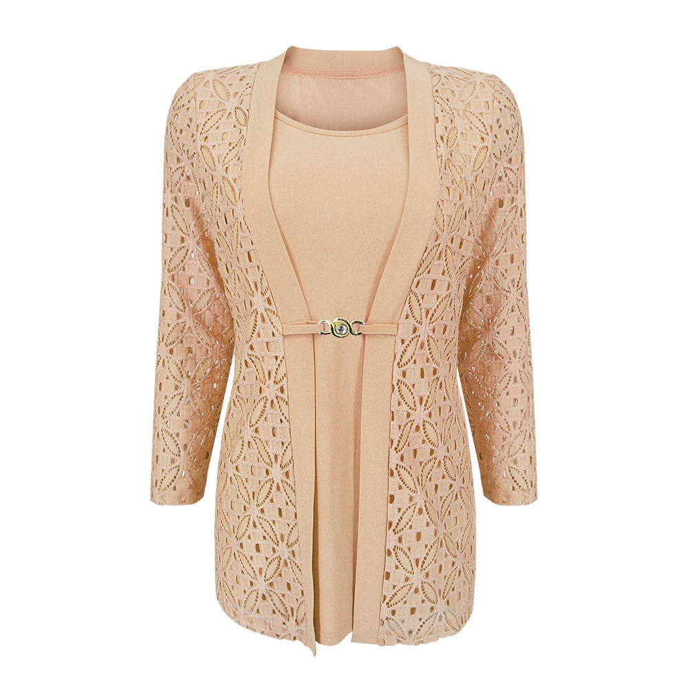 YTL Woman Elegant Long Sleeve Hollow Crochet Plus Size Blouse Shirt Autumn Winter Tops for Work Office H384B 210225