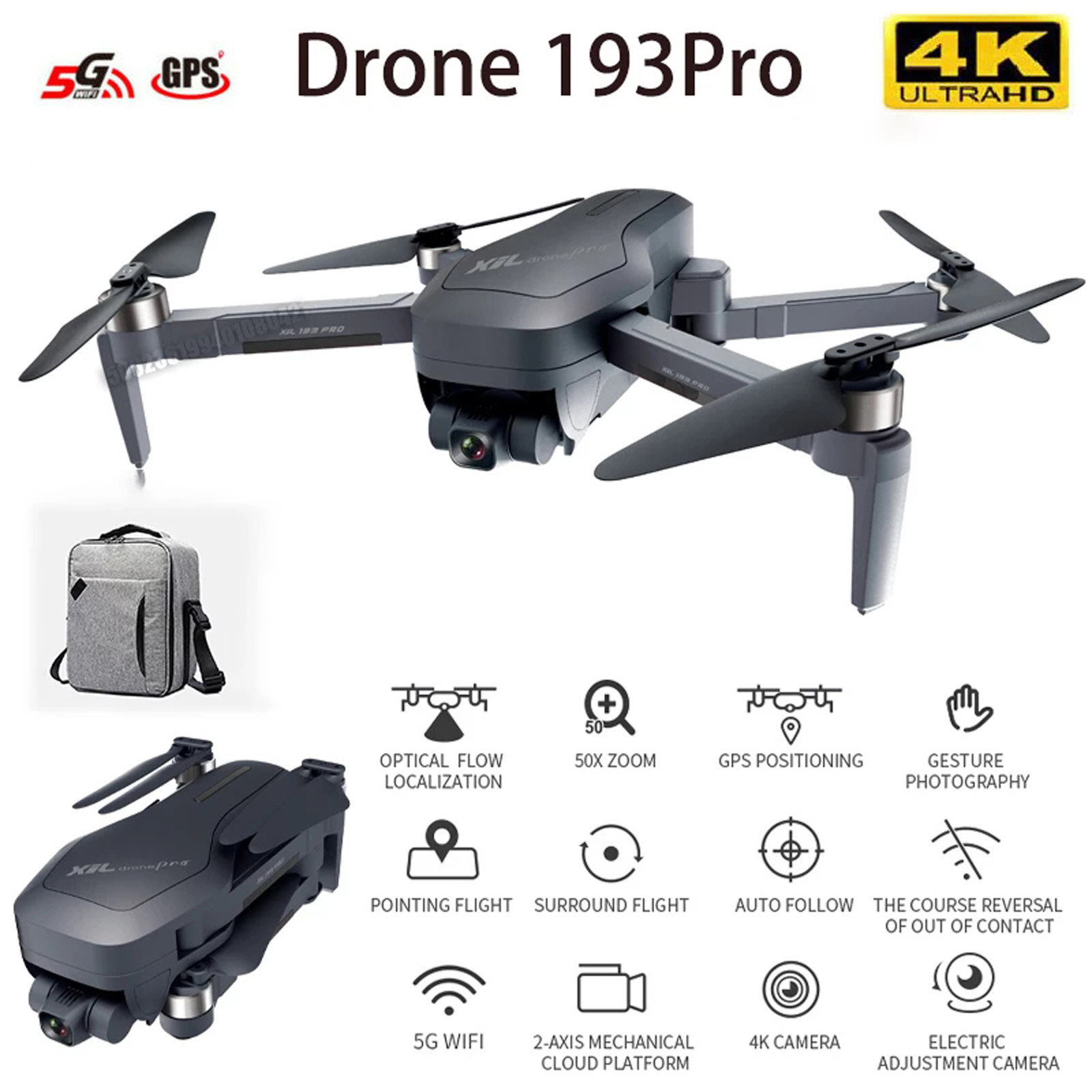 193Pro Drone With Two-axis Gimbal Brushless Motor 1000 Meters GPS Drone Aerial Photography Helicopter Foldable Quadcopter Dron 
193Pro Drone With Two-axis Gimbal Brushless Motor 1000 Meters GPS Drone Aerial Photography Helicopter Foldable Quadcopter Dron