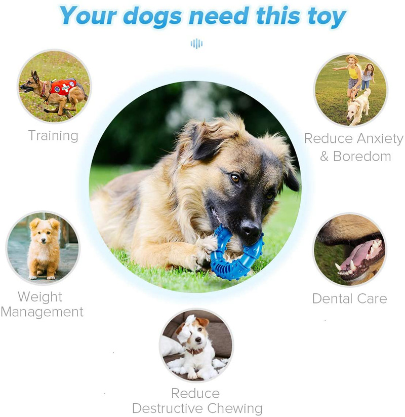 Aggressive Chewers Natural Rubber Long Lasting Indestructible Dog Toys Durable Puppy Chew Toy for Small Medium Large Dogs Blue